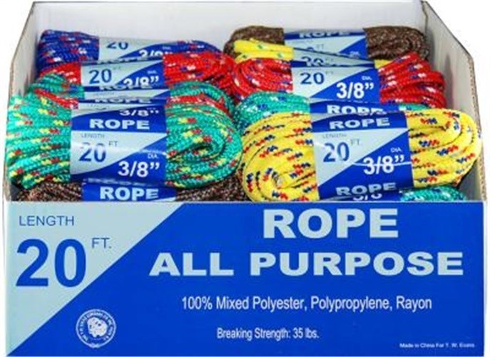 Braided Rope 3/8" x 20' Assorted Colors