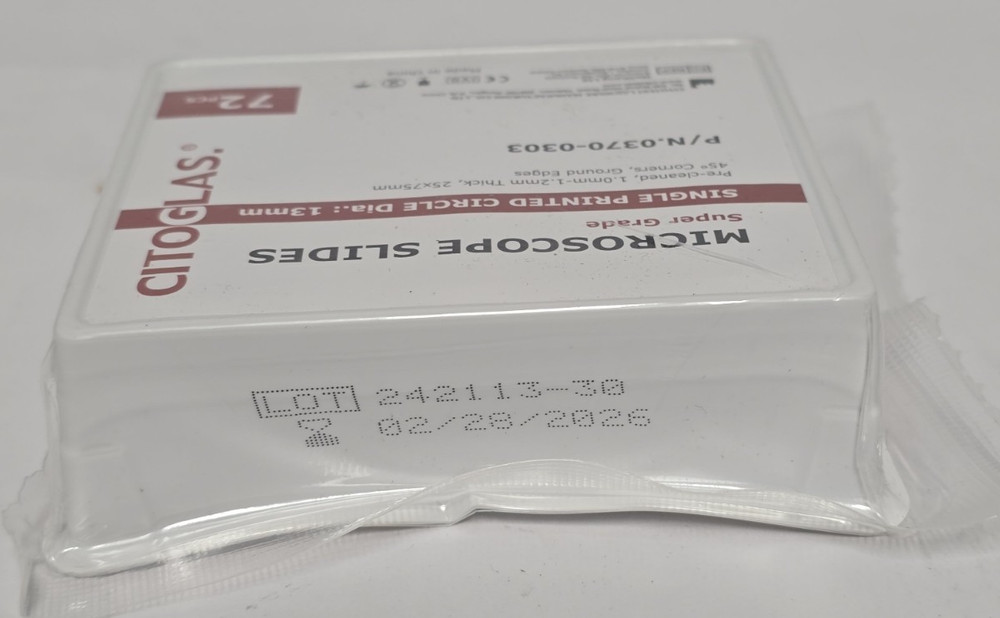 CITOGLASS MICROSCOPE SLIDES SUPER GRADE SINGLE PRINTED CIRCLE DIA 13MM, BOX72PCS