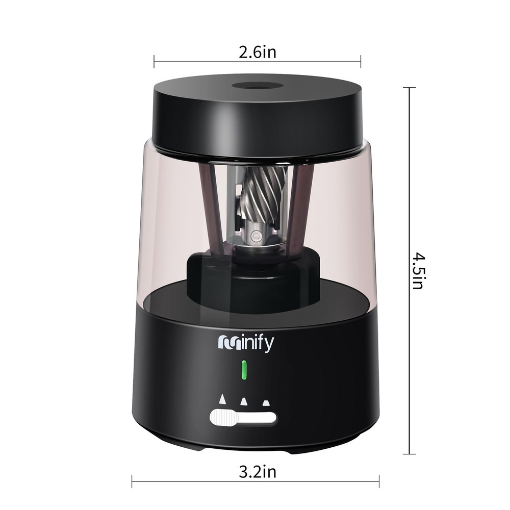 Minify Pencil Sharpener Electric Heavy Lightweight, Black