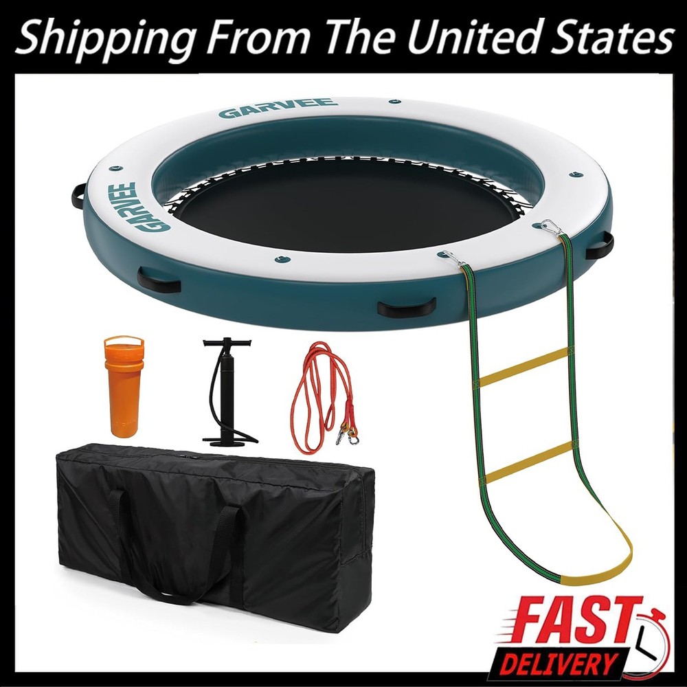 8FT Inflatable Floating Dock ，Round Inflatable Water Hammock Dock Platform Mat