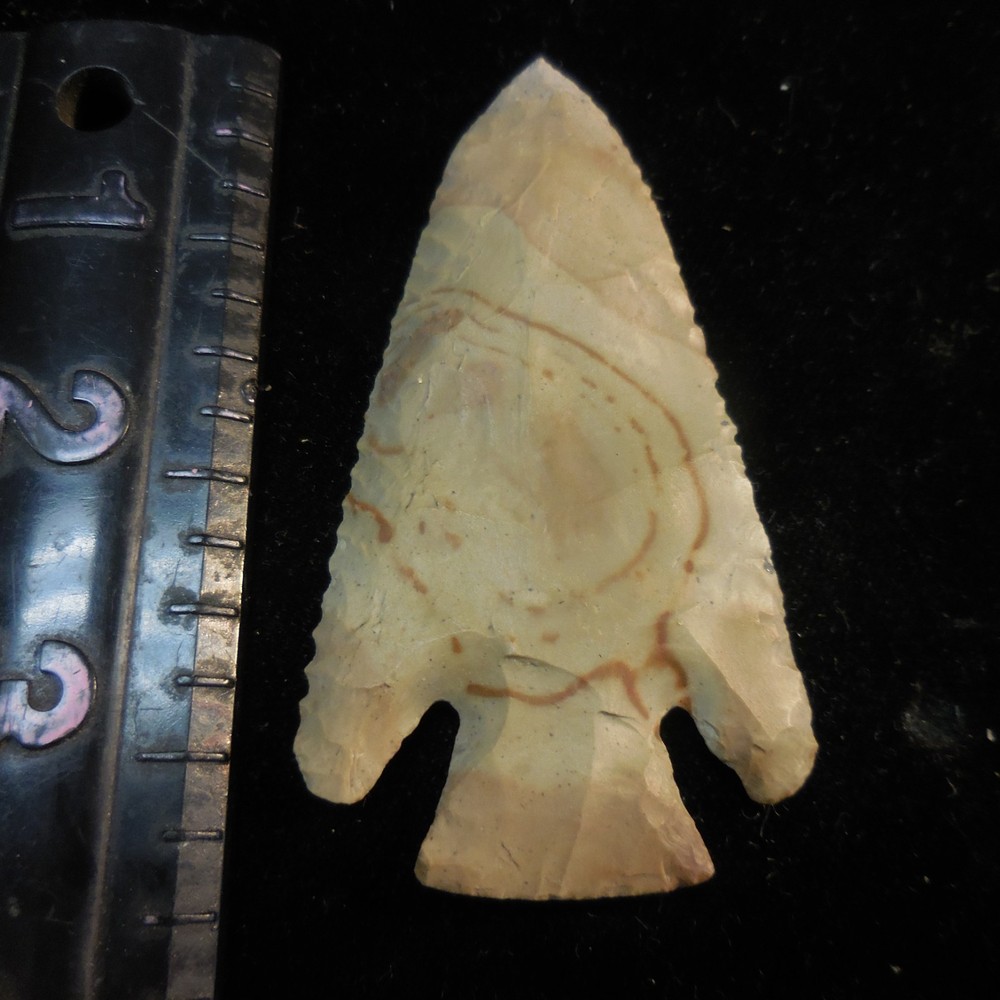 MULTI COLORED LOST LAKE POINT--CLASSIC FORM AND FLAKING #JE
