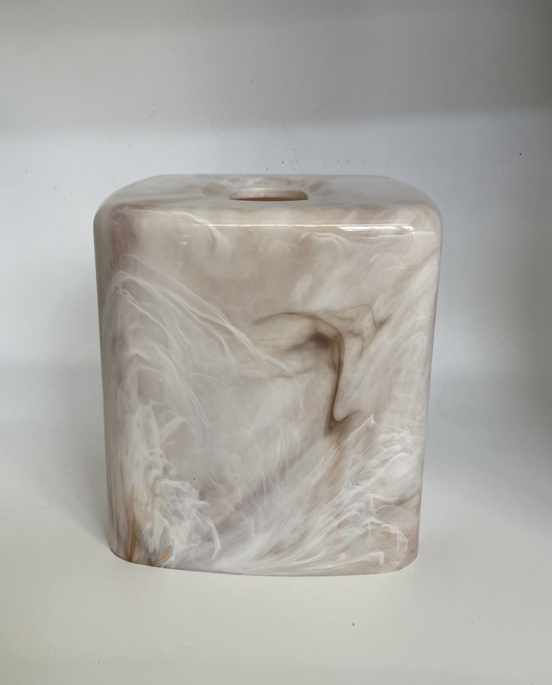 Acrylic Swirled Marbled Tissue Box Cover Holder Square MCM Plastic