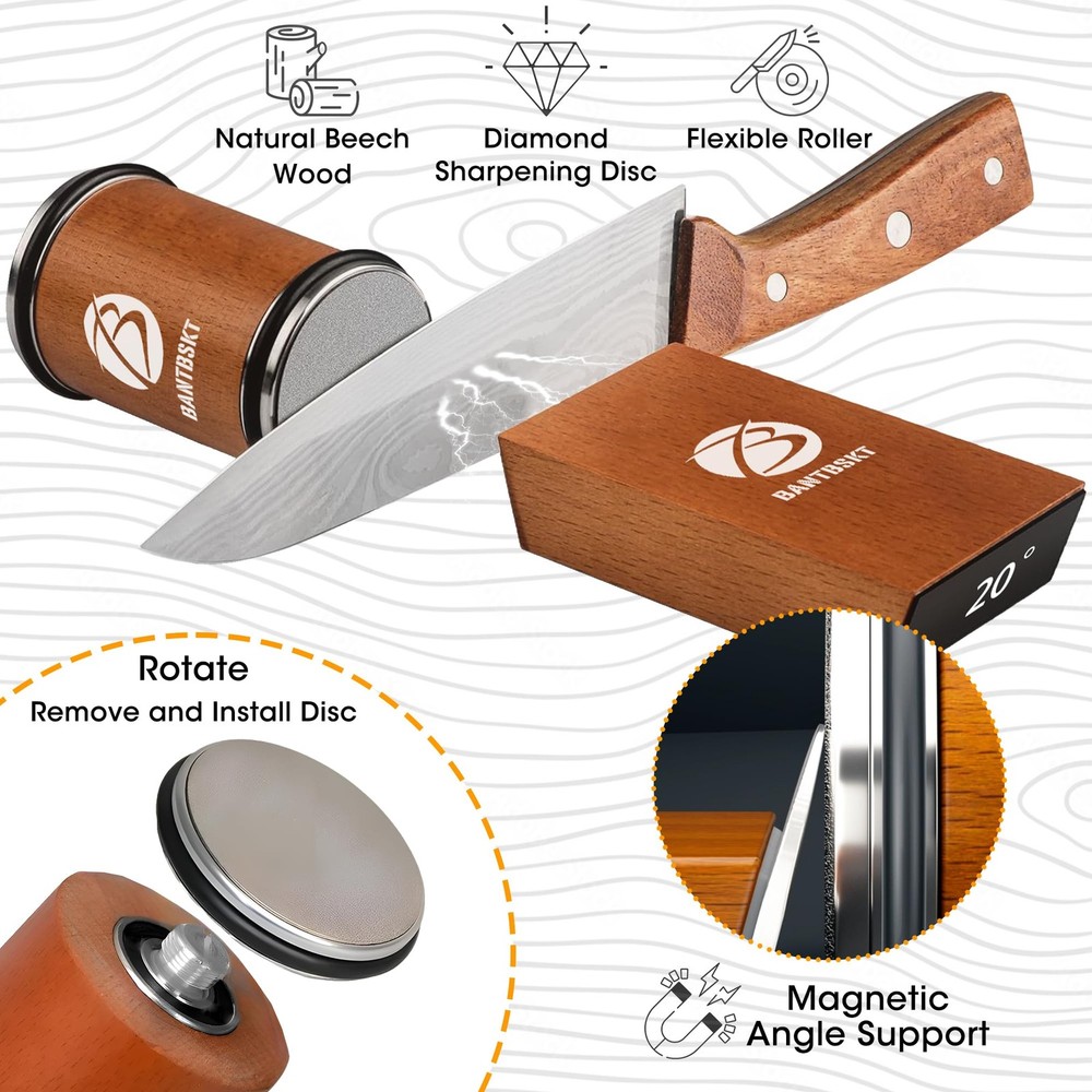 Rolling Knife Sharpener Kit, Kitchen Knife Sharpener Set, Knife Sharpening To...