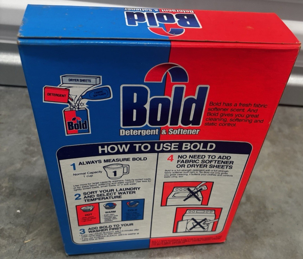 Vintage Unopened Bold Detergent and Softener 42 Oz. NOS