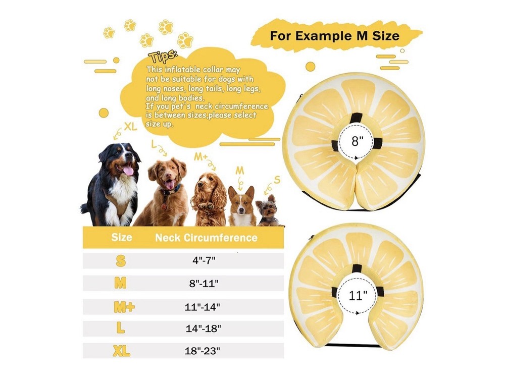 Inflatable Dog Cone Collar for Large Medium Small Dogs, Soft Adjustable Recov...