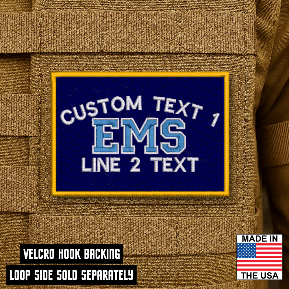 Custom EMT Department Embroidered Patch - 2" X 3", Hook & Loop, EMT Medic