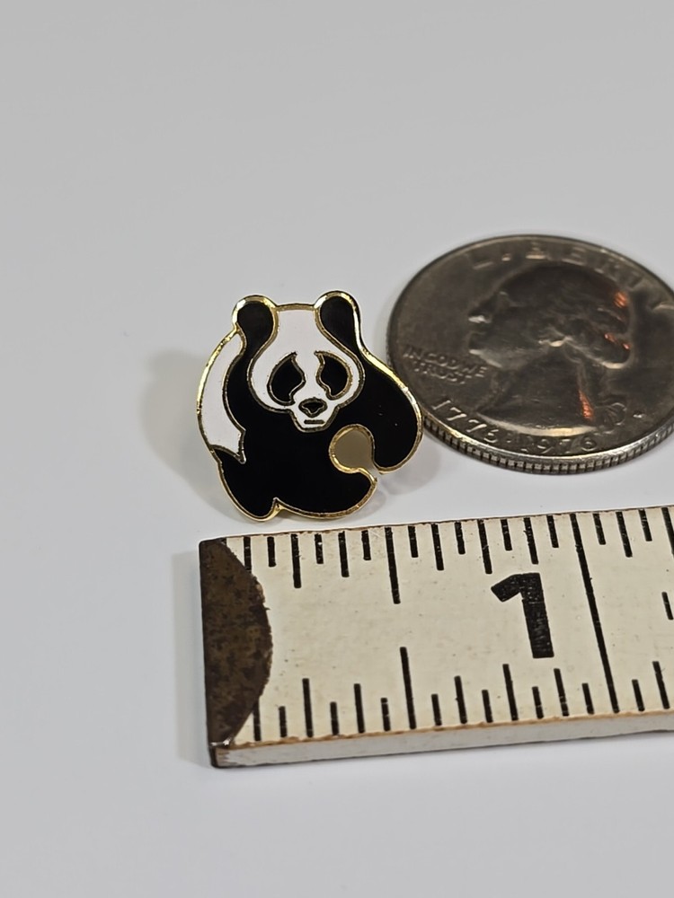 Panda Bear Lapel Pin Very Small Size Black & White