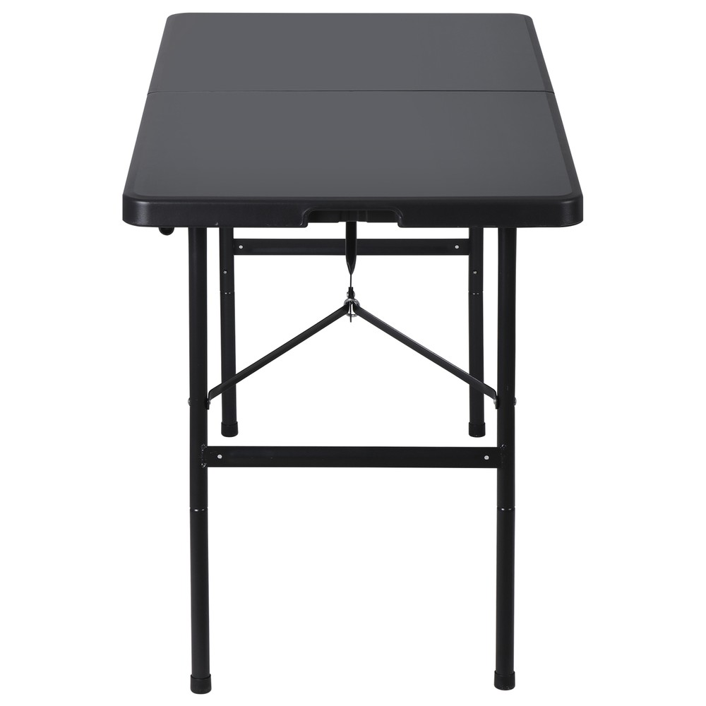 4ft Portable Folding Square Plastic Dining Table Fold-in-Half Outdoor Black
