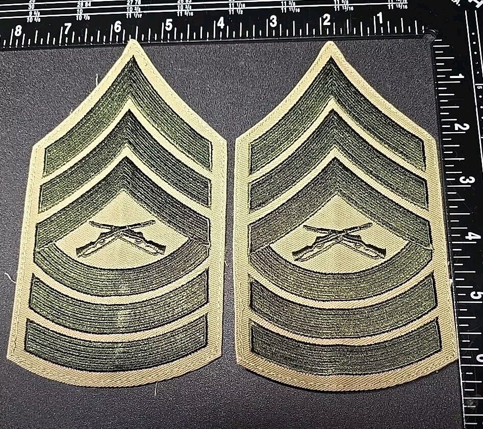 USMC Marines Corps GREEN TAN MASTER SERGEANT CLASS RANK INSIGNIA Patch Lot
