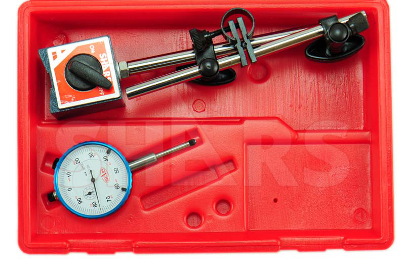 Magnetic Base Indicator Holder W/ Fine Adjustment + 1" Dial Indicator S]