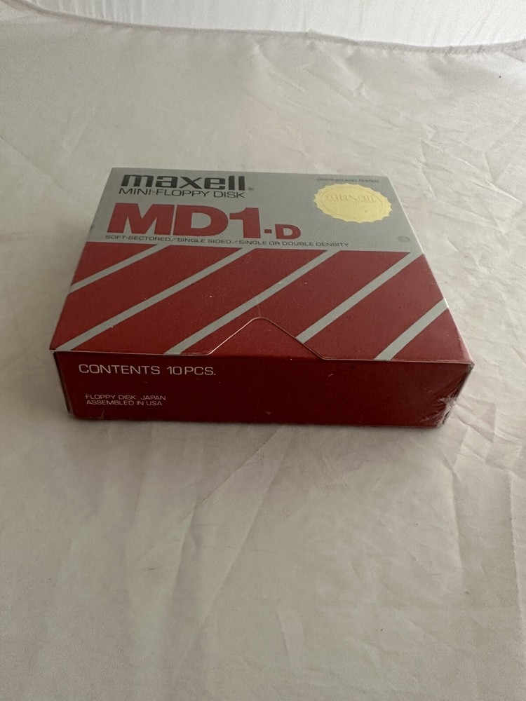 Vintage Maxell MD1-D Mini Floppy Disk 10 Pack Factory Sealed