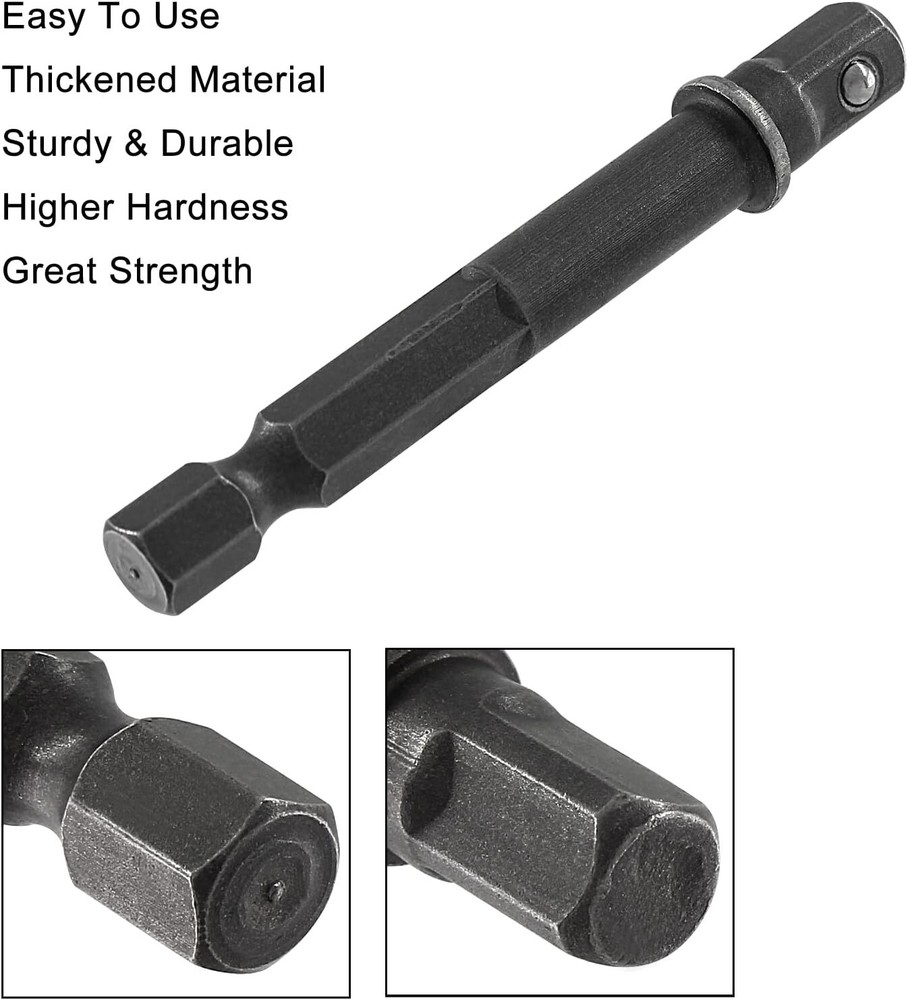 Square Socket Bit Adapter, 5 Pcs 1/4 Hex Impact Socket Extension Socket Driver B