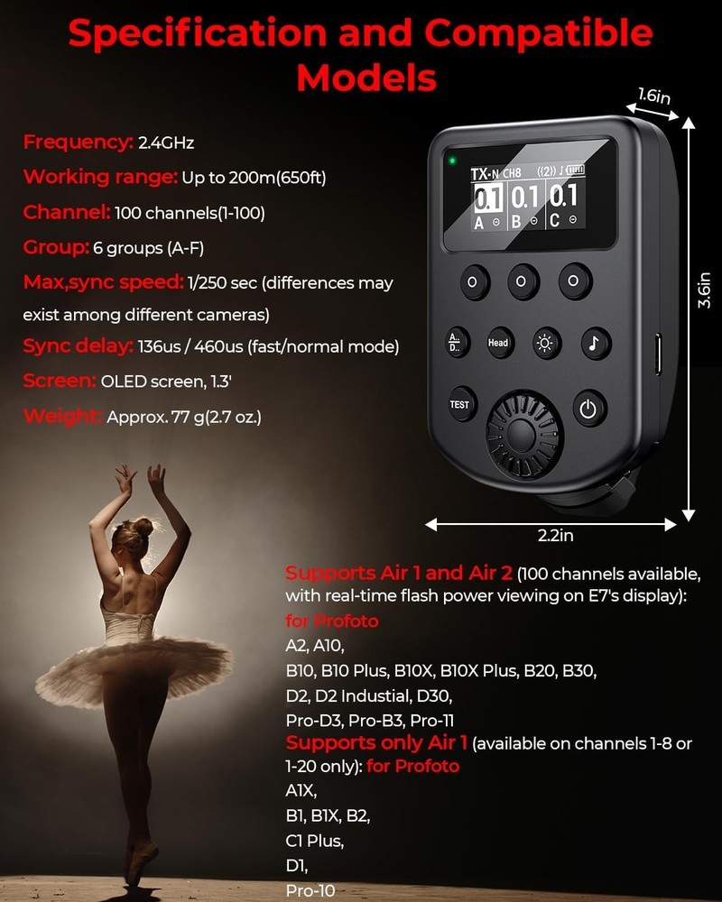 Aodelan Wireless Flash Trigger Transmitter for Profoto Air1/Air2 System Non-TTL
