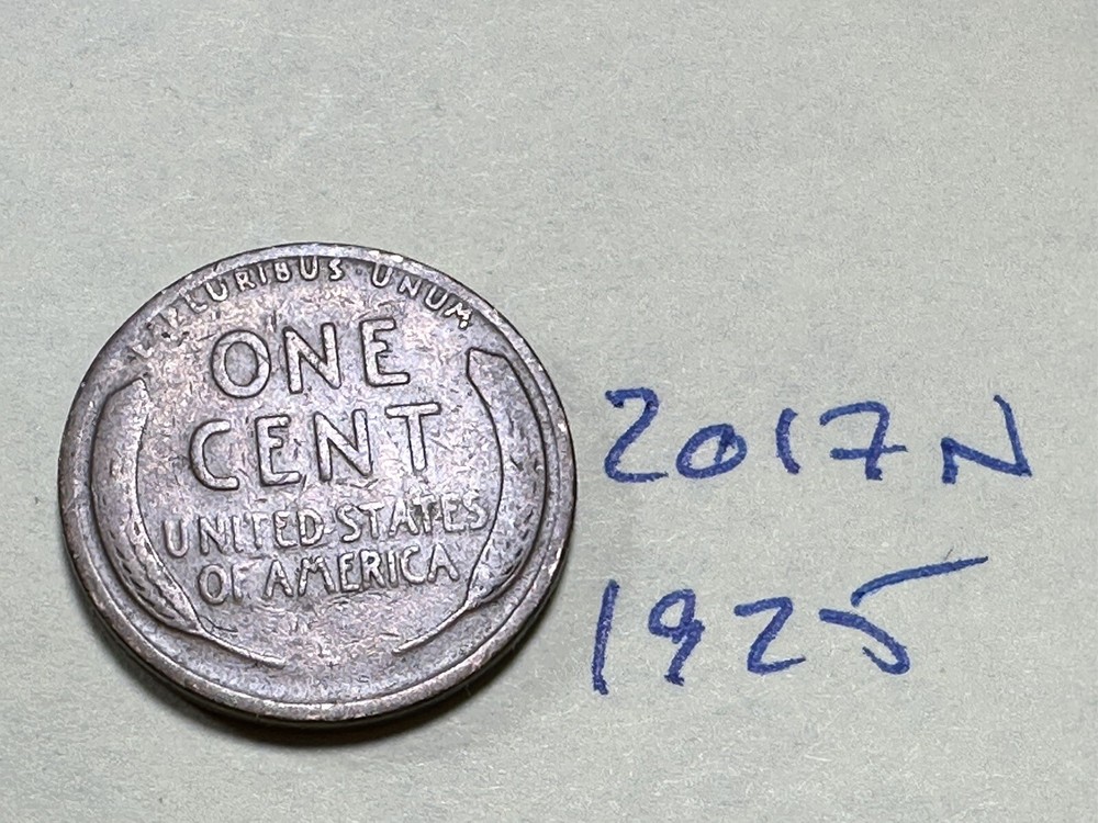 1925 1C BN Lincoln Cent WHEAT PENNY 2017N