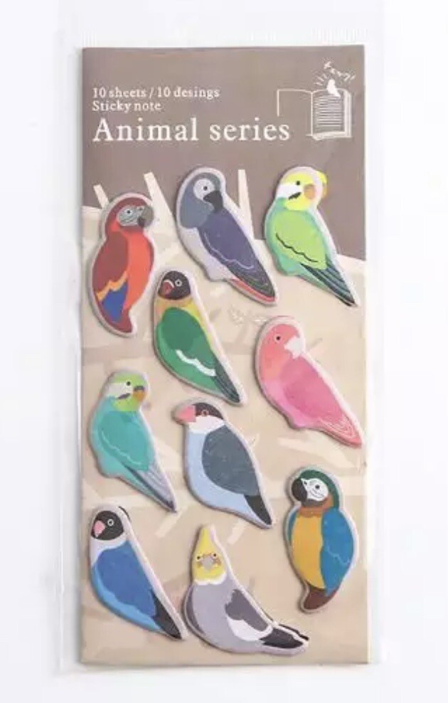Parrot birds sticky notes and memo sheets set