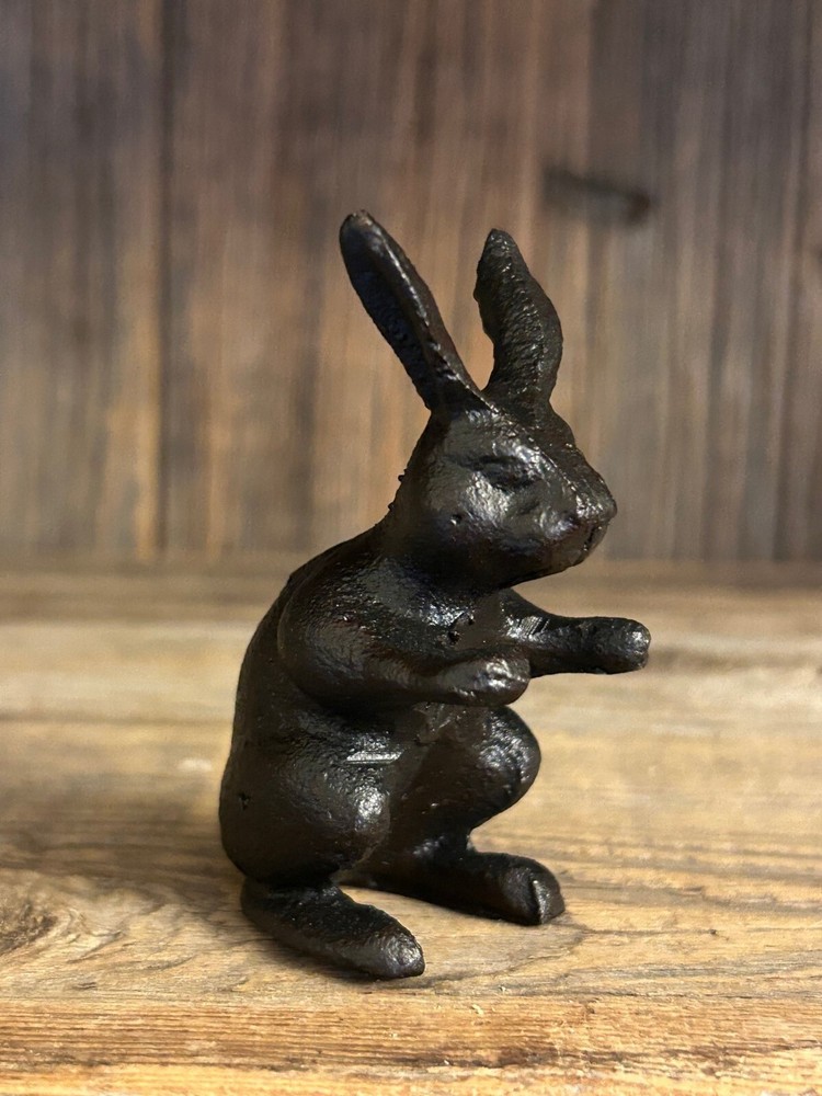 Primitive Style Cast Iron Rabbit Miniature Figurine 30382