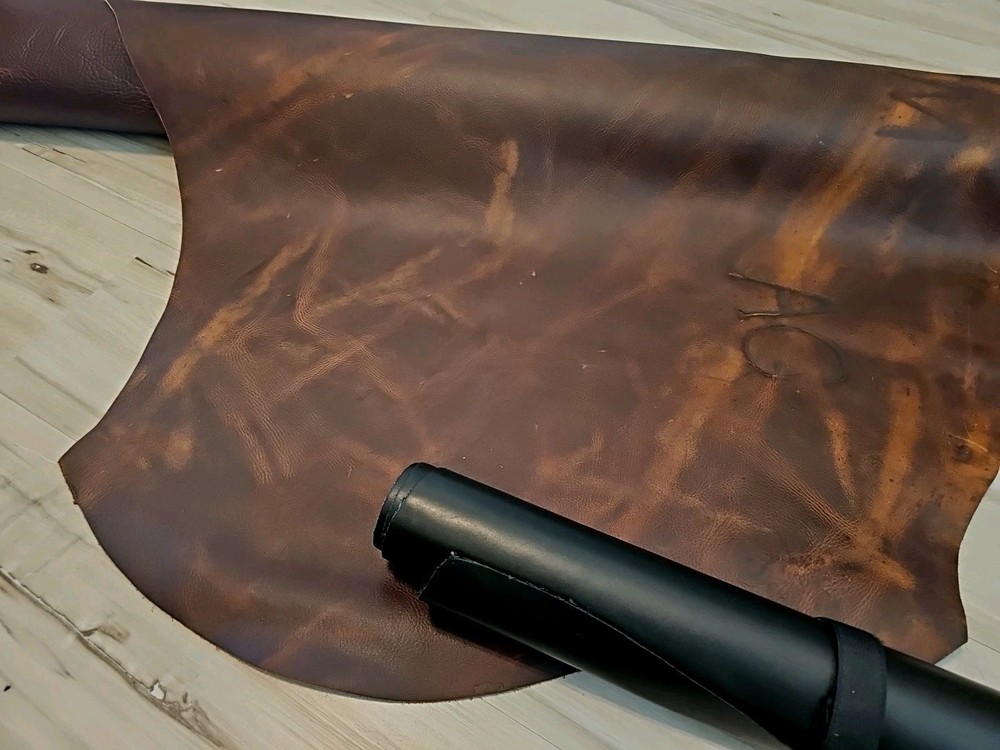 5-6oz WALNUT BROWN PULL-UP OIL TANNED LEATHER HIDE PANEL,SHEET, SQUARE,12x12x24