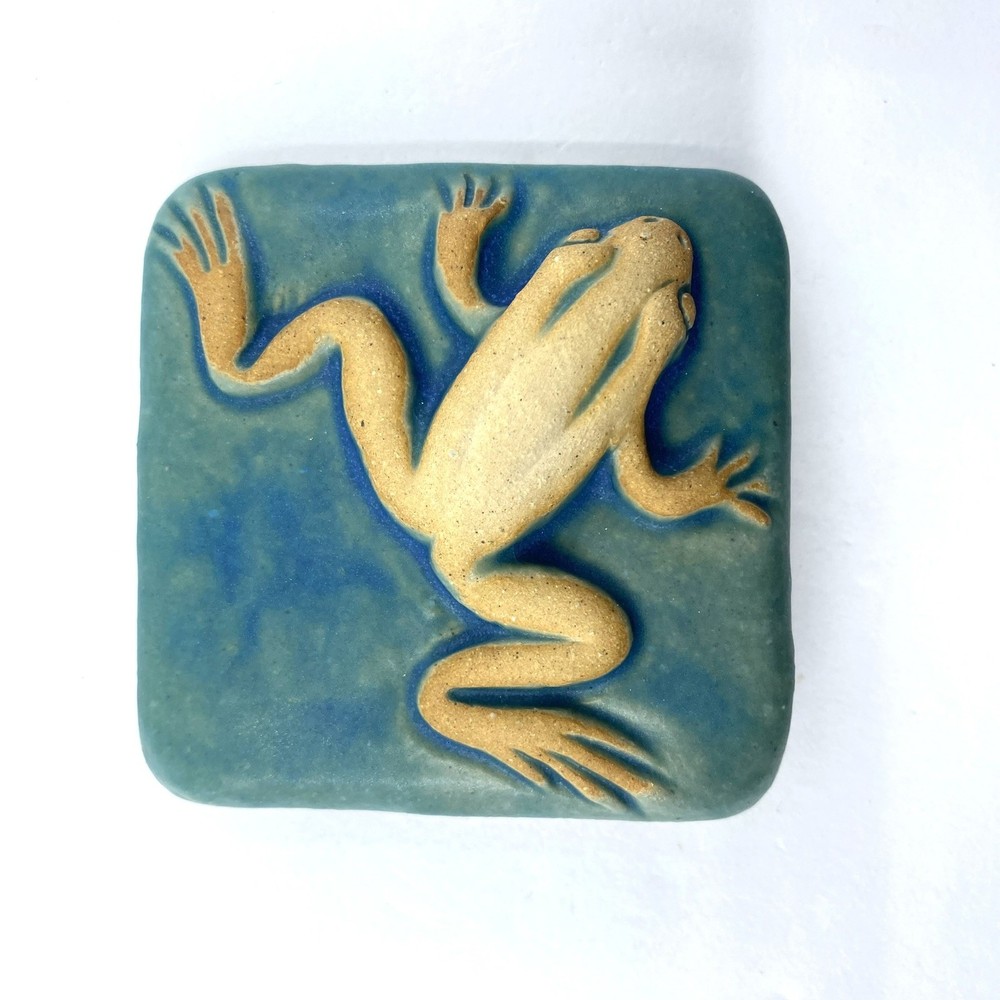 Crawling Frog 3x3" Ceramic Art Tile By Gretchen Kramp