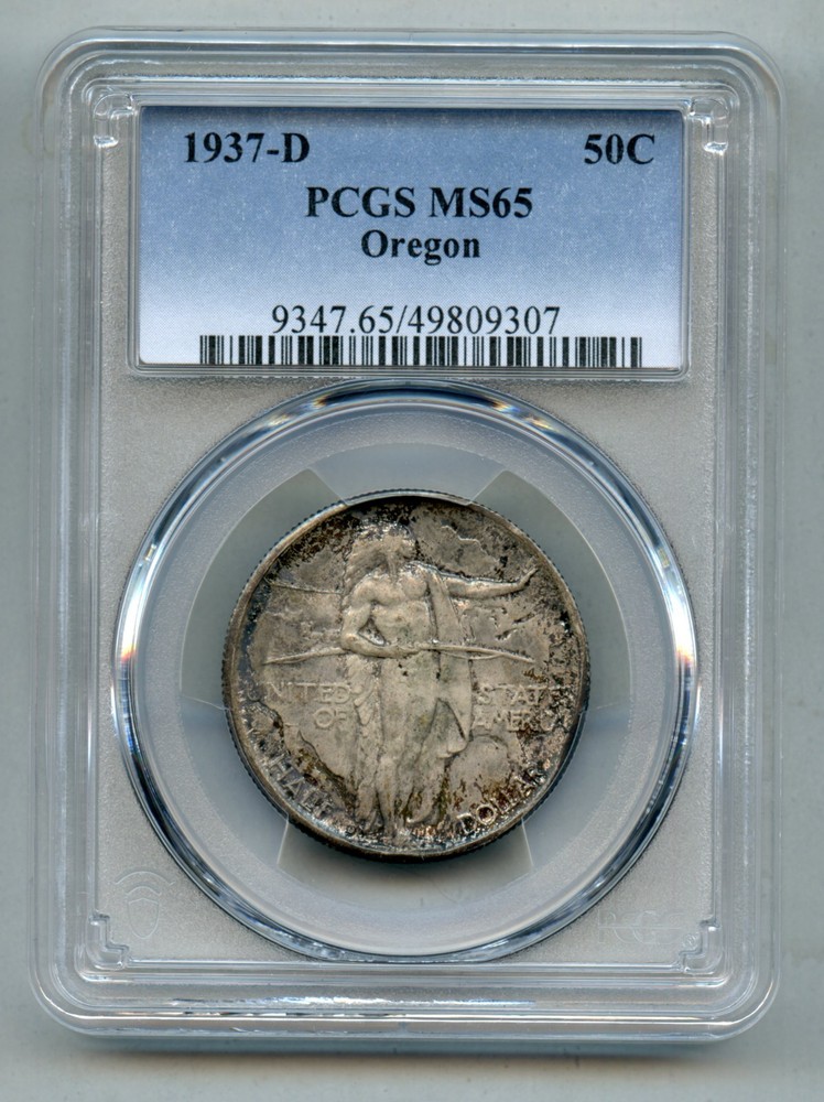 1937 D Oregon Trail Commemorative Silver Half Dollar PCGS MS 65