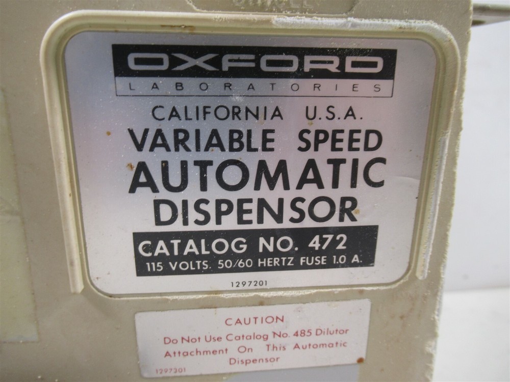 Oxford Laboratories Variable Speed Automatic Dispensor 472 Dispenser
