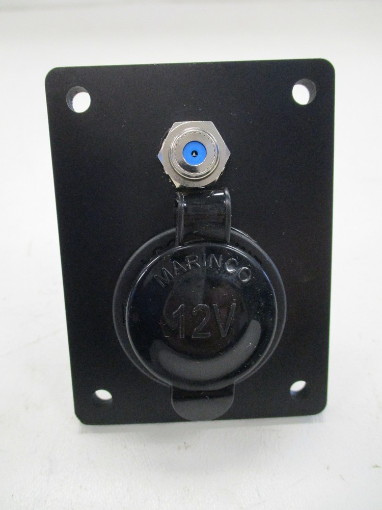 MARINCO 12V SOCKET & COAX JACK ASSEMBLY PANEL BLACK 025-4695 MARINE BOAT