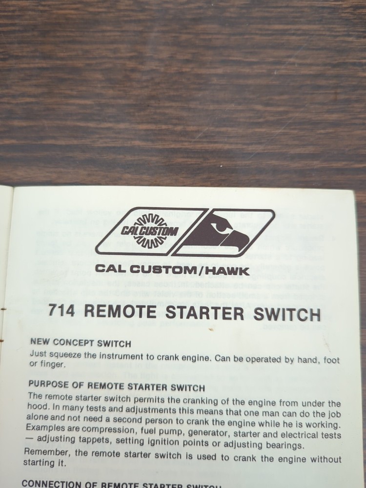 Cal Custom Hawk Operating Instructions Manual For Tachometer Compression Timing