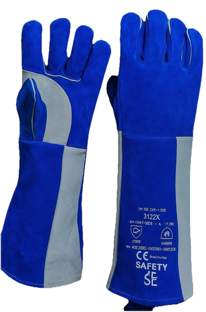 Padded Long-Cuff Split Cowhide Stick 21" Welding or Grill Gloves