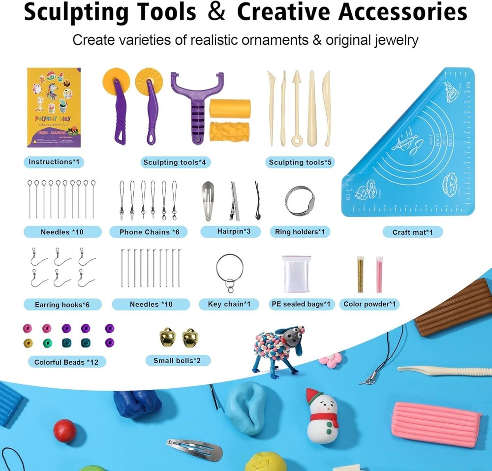 Sculpting Tools Kit with 72 Clay Colors