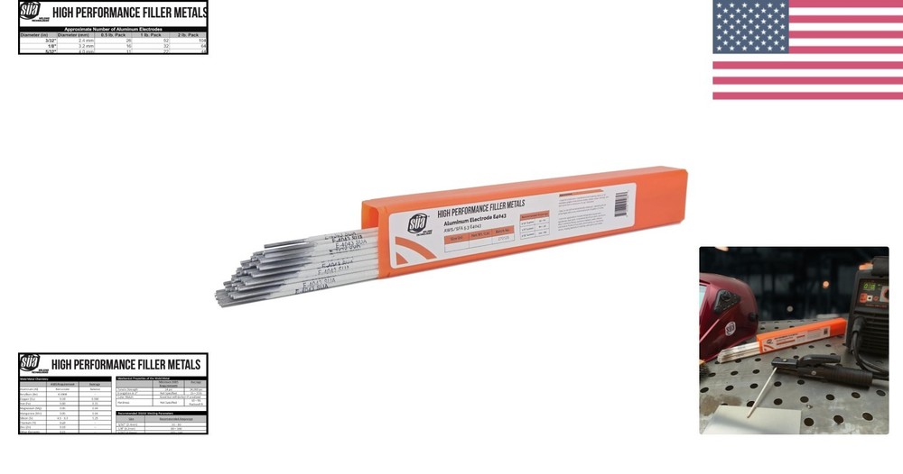 Versatile Aluminum E4043 Welding Electrode 1/8'' x 14'' - Efficient 1Lb Pack