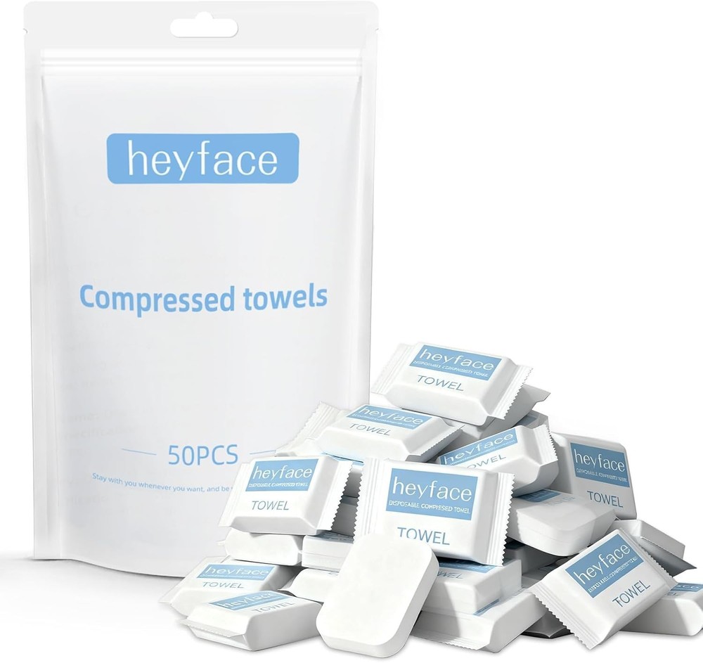 Compressed Towels Tablets 11.8”x11” (50 Count), Portable Compressed Disposabl...