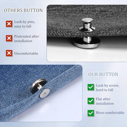 12 Sets 17mm Jeans Button Replacement with Screwdrivers Adjustable Metal No