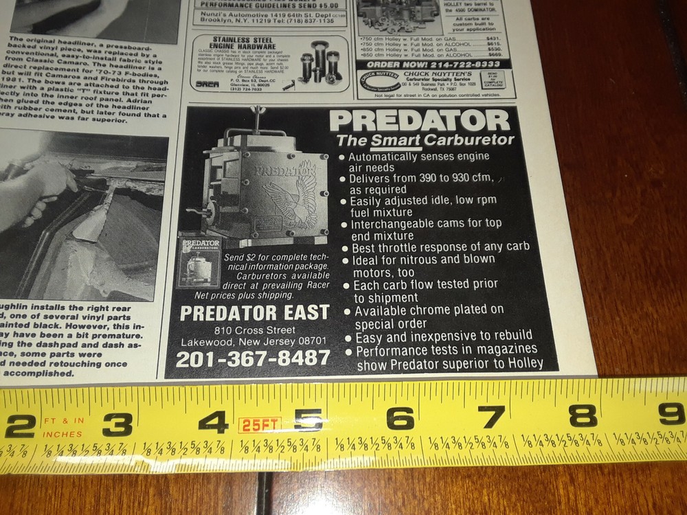 PREDATOR CARBURETOR ORIGINAL 1989 AD