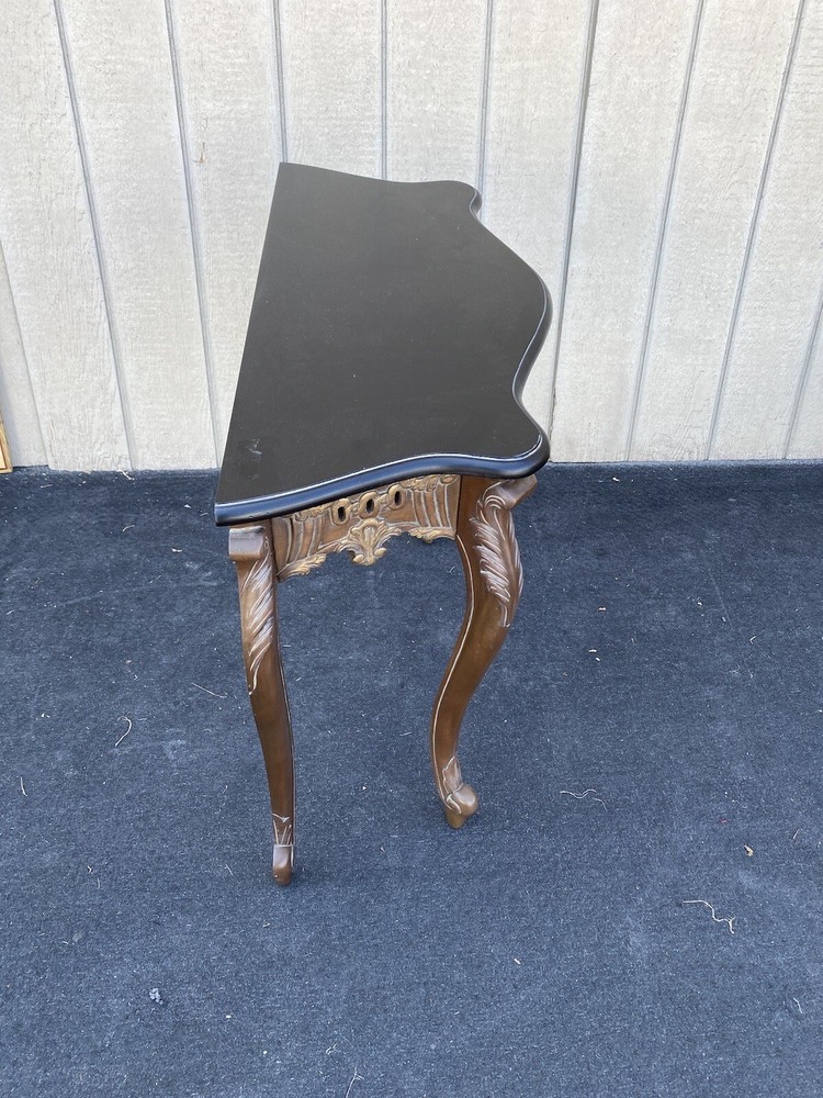 64748 Marble Top Carved Mahogany Console Table