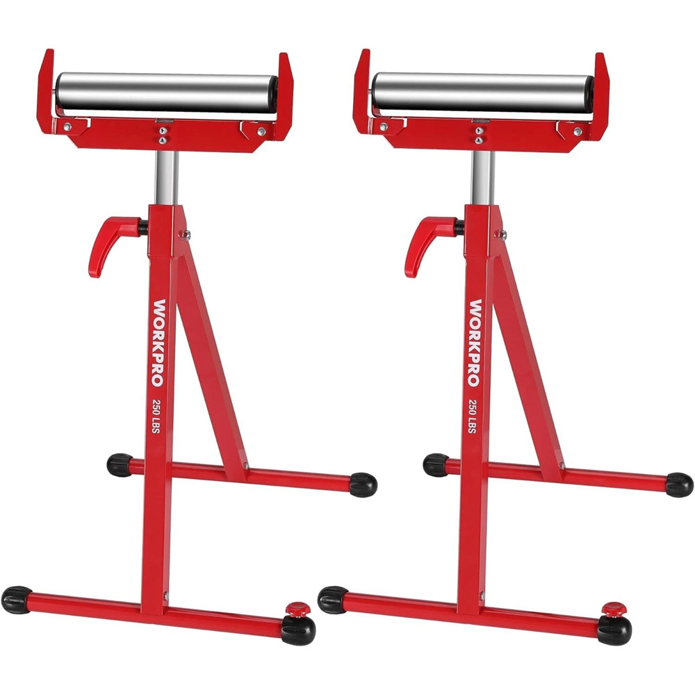 WORKPRO 1PC/2PC Heavy Duty Folding Roller Stands Height Adjustable W/250 LB Load