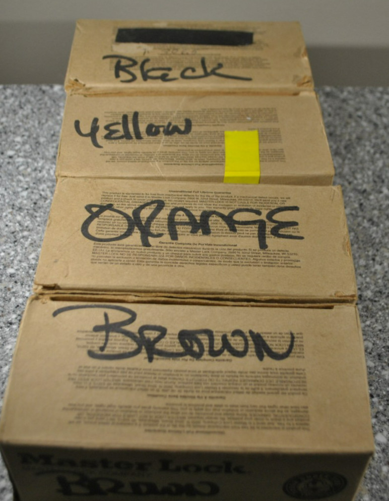 22 LOT Master Lock 3KA Keyed Padlock Lockout 3/4" Shackle Ht, Colored Coded