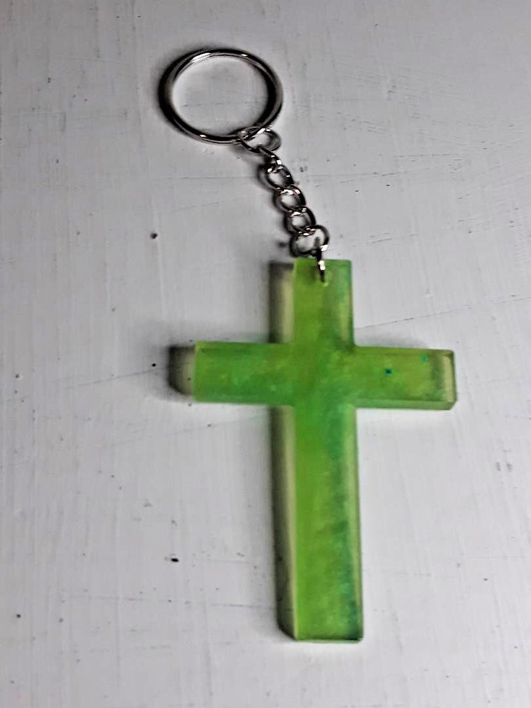 Handmade Epoxy Cross Keychain Religious Christian Beautiful