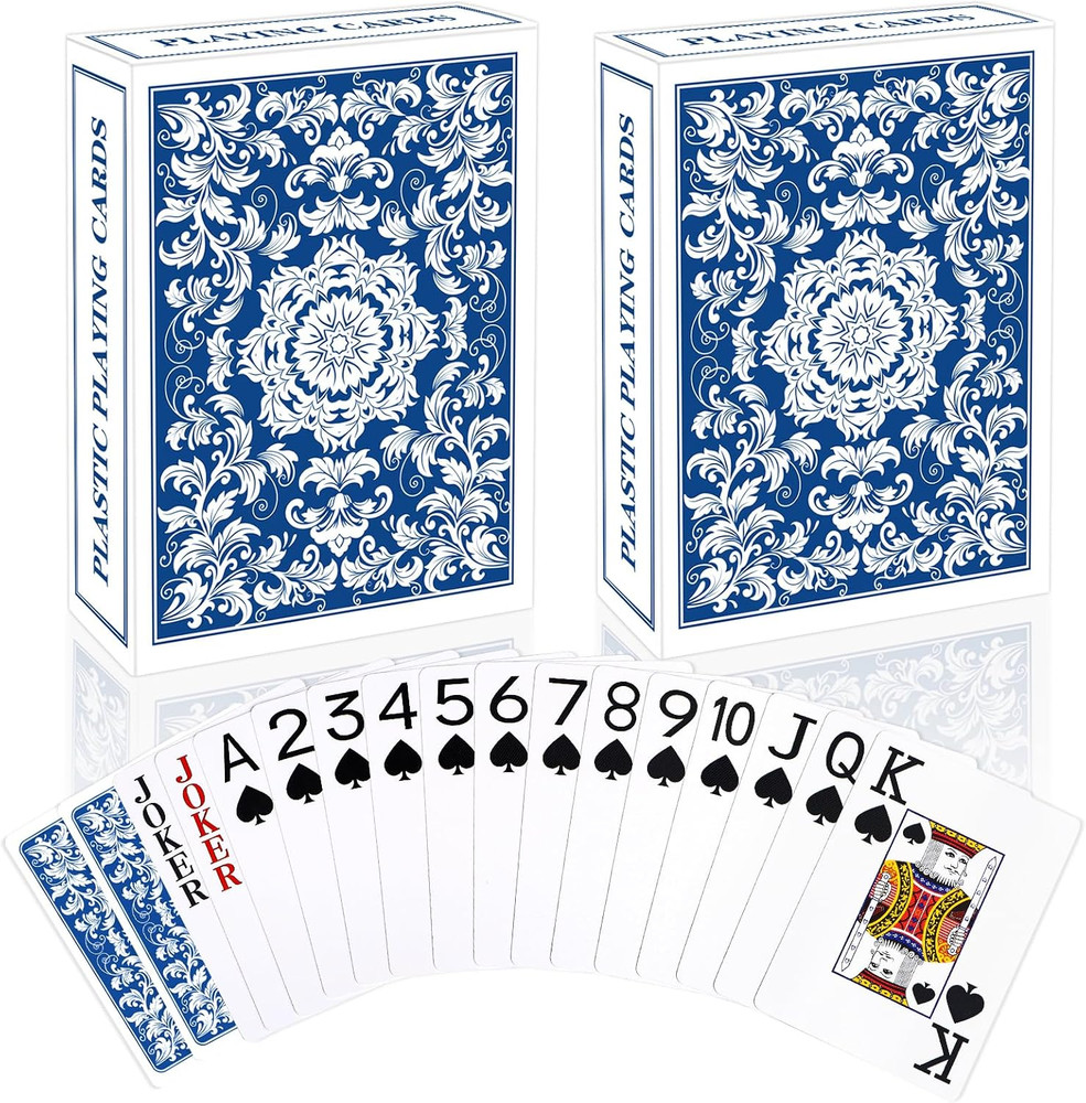 Waterproof Plastic Playing Cards - 2 Pack Large Print