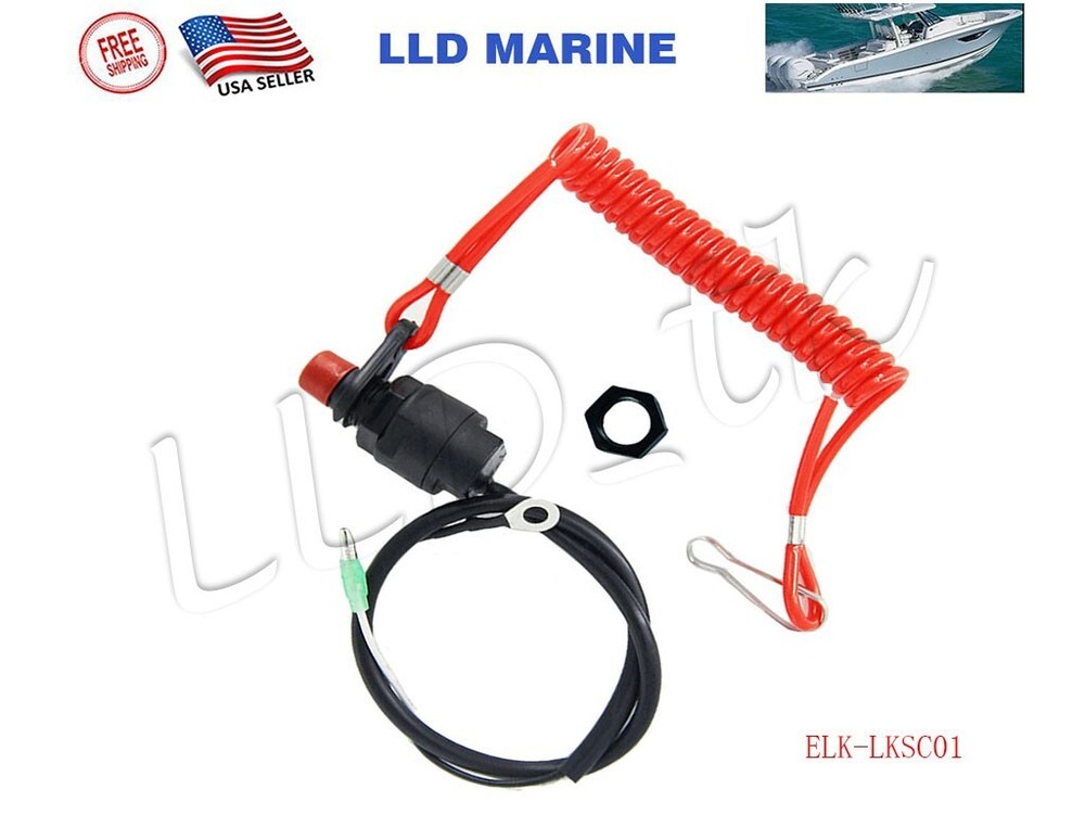 Universal Boat Outboard Engine Motor Kill Stop Switch & Safety Tether Lanyard