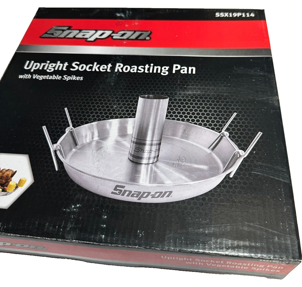 NEW! Snap-on Tools Upright Socket Beer Can Chicken Roasting Pan With Veg Spikes