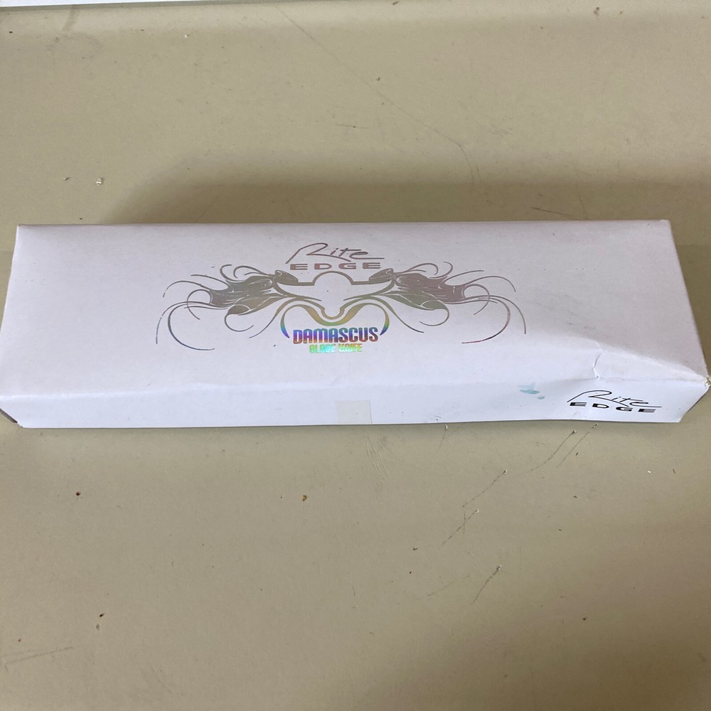 Rite Edge Stag Spike Tan Fixed Blade Knife - Damascus Plain