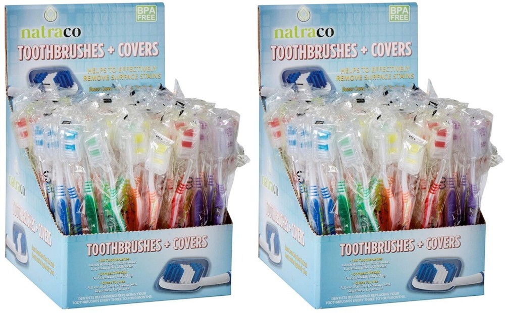 200 Bulk Toothbrushes + Caps, Individually Wrapped, Medium Soft, Multi Colors