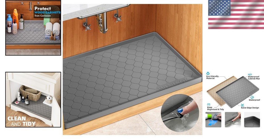 Versatile 34" x 22" Silicone Under Sink Protector - Clean & Worry-Free Solutions
