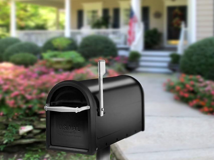 Chadwick Galvanized Steel Post Mount Mailbox, 8950B-10, Black, Medium Capacity