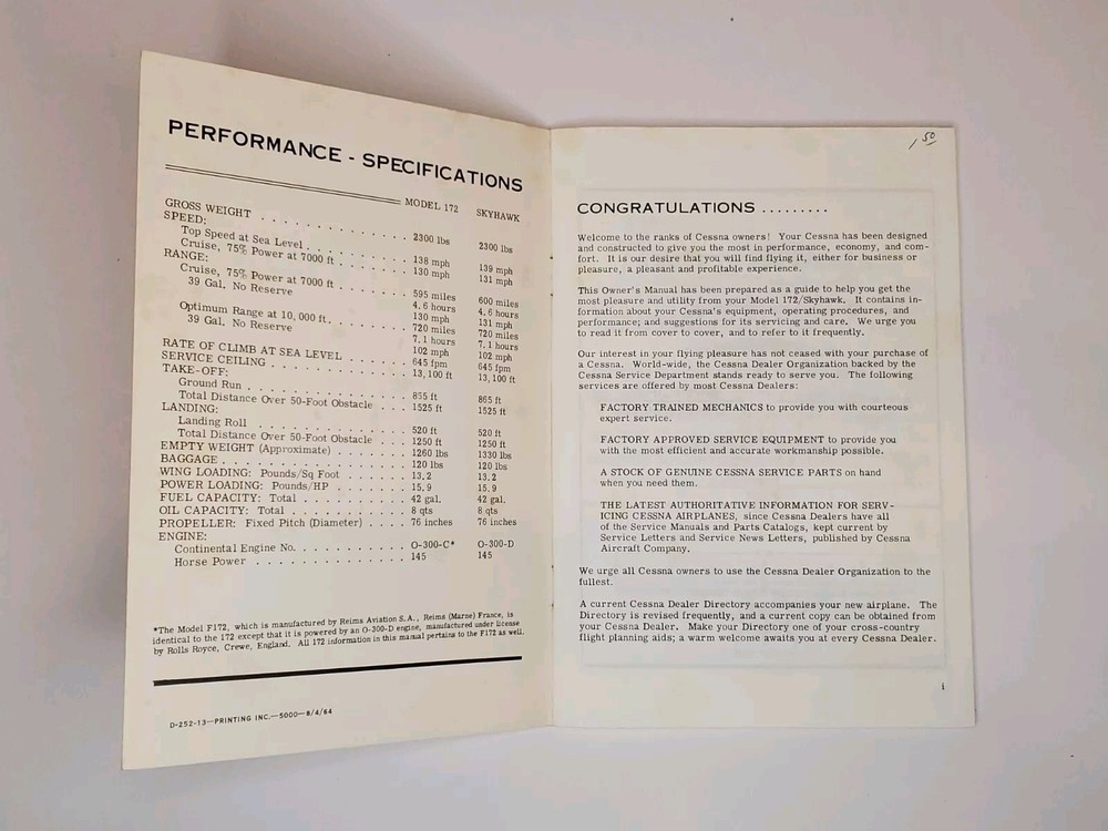 1965 Cessna 172 Skyhawk Owners Manual