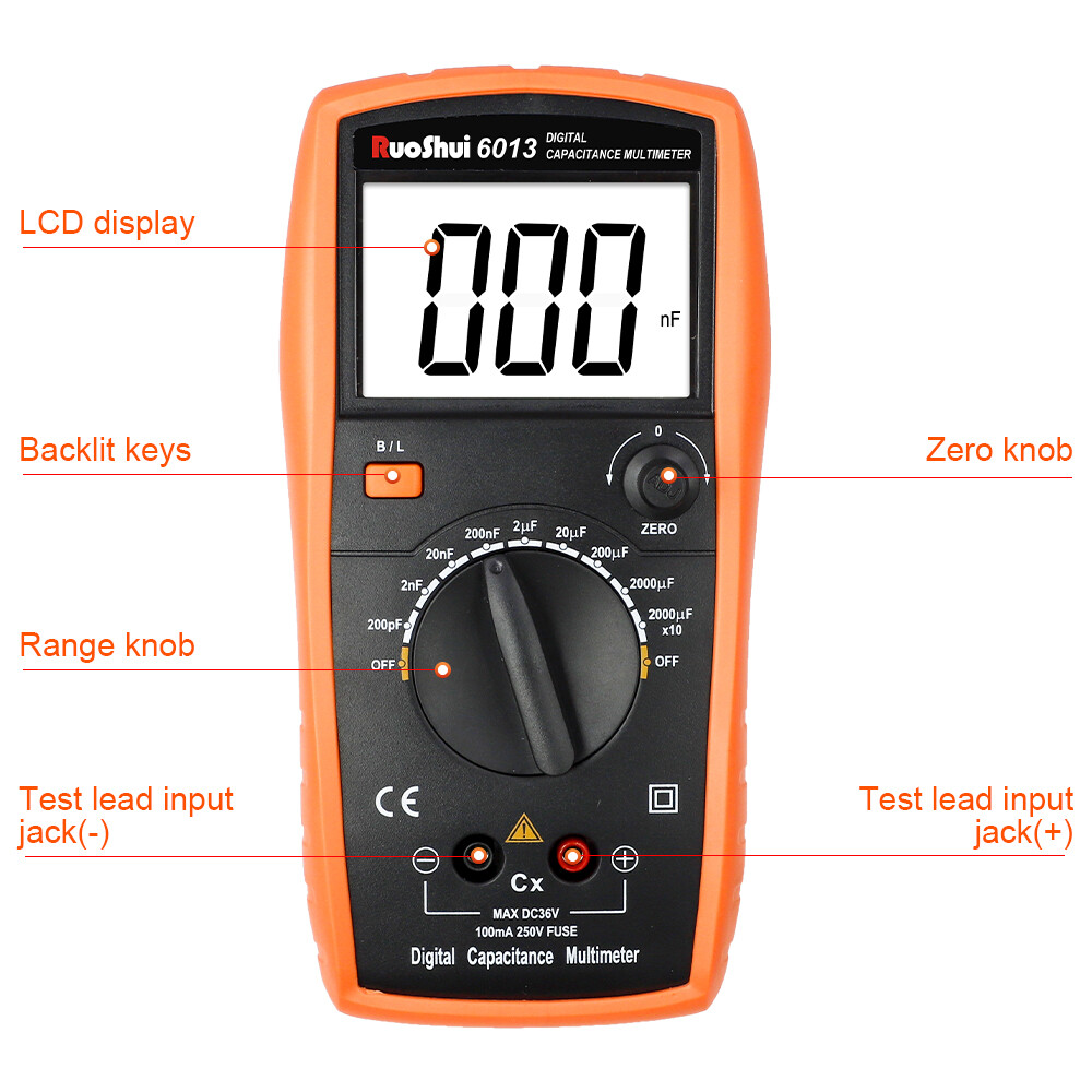 Digital Capacitance Multimeter Multi Tester Electrical Tools AC DC