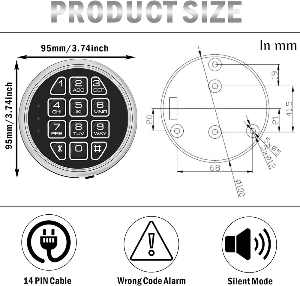 Stack on Gun Safe Lock Replacement With Swing Bolt Fireproof Chrome Digital Lock