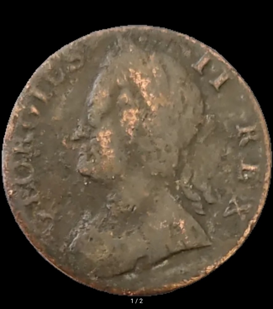 GREAT BRITAIN. 1740, Halfpenny, King George II
