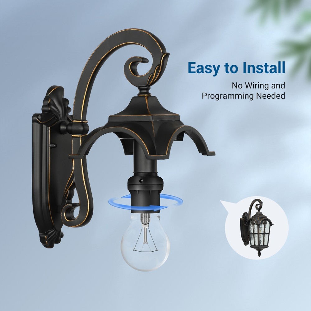 DEWENWILS 2 Pack Automatic Dusk to Dawn Light Bulb Sockets, Light Sensor Socket