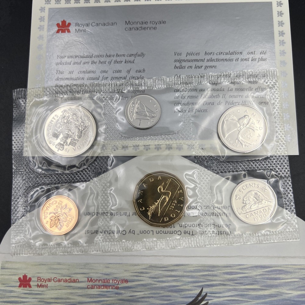 1990 Canada 6 Coin Proof Like UNC Mint Set OGP #B