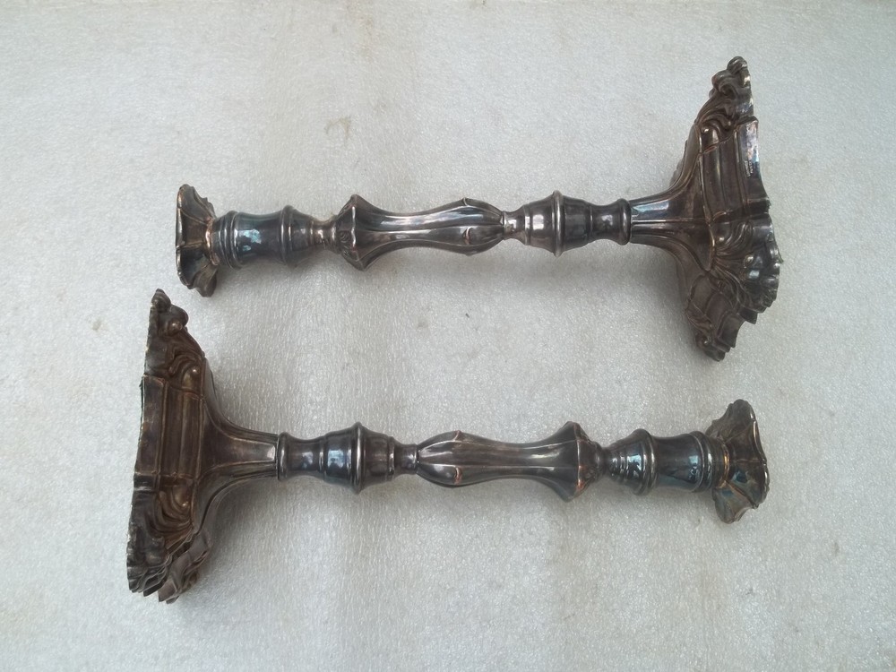 Antique Victorian Silver Plated Candlesticks.